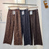 Ladies Leopard Print Wide Crystal Embedded Loose Trousers